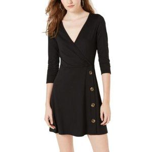 Juniors' Size X-Small Black Dress Wrap Surplice Button Ultra Flirt